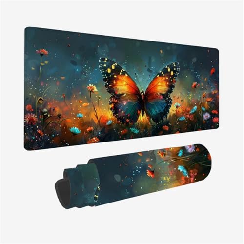 Mauspad Schmetterling Mousepad XXL 900x400X3MM, Gaming Mauspad Blume Muster Design, Schreibtischunterlage mit 3 mm rutschfeste Gummibasis, Vernähte Kanten, Schreibtisch Zubehör, Geschenke Model 211 Mauspad Schmetterling Mousepad XXL 900x400X3MM, Gaming Mauspad Blume Muster Design, Schreibtischunterlage mit 3 mm rutschfeste Gummibasis, Vernähte Kanten, Schreibtisch Zubehör, Geschenke Model 211 von zhangzen