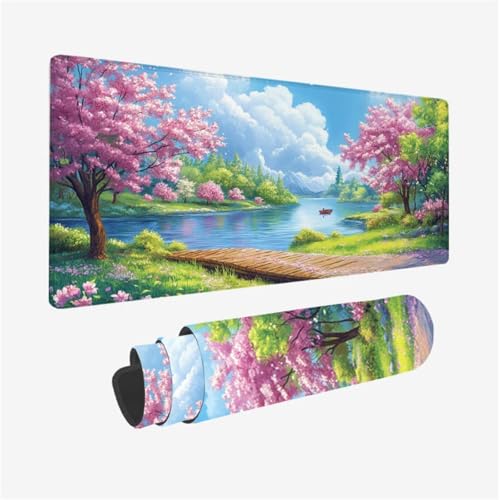 Schreibtischunterlage Landschaft, Fluss, XXL, 800 x 400 x 3 mm, großes Mauspad, Büro-Schreibtischzubehör mit rutschfester Gummiunterseite, wasserdichtes Mauspad, genähte Kanten für Büro und Zuhause Schreibtischunterlage Landschaft, Fluss, XXL, 800 x 400 x 3 mm, großes Mauspad, Büro-Schreibtischzubehör mit rutschfester Gummiunterseite, wasserdichtes Mauspad, genähte Kanten für Büro und Zuhause von zhangzen