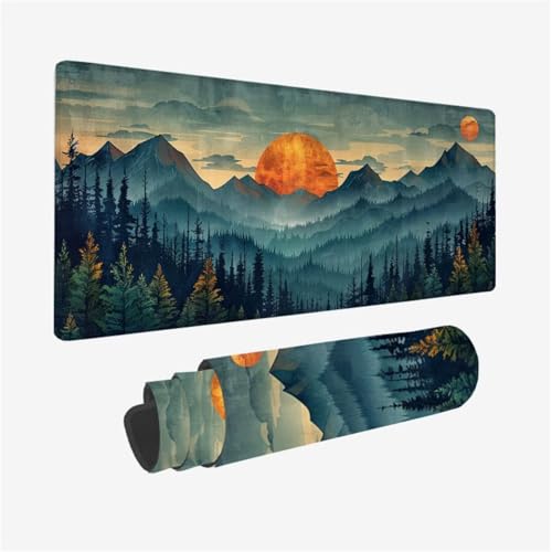 Wald Mauspad XXL 1600x800X3MM, Gaming Mouspad Sonnenuntergang Mauspad Wasserdicht und rutschfest, Verbessert Präzision und Geschwindigkeit, Schreibtischunterlage mit vernähten Kanten für PC Model 407 Wald Mauspad XXL 1600x800X3MM, Gaming Mouspad Sonnenuntergang Mauspad Wasserdicht und rutschfest, Verbessert Präzision und Geschwindigkeit, Schreibtischunterlage mit vernähten Kanten für PC Model 407 von zhangzen