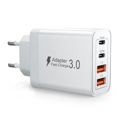USB C Ladegerät, 40W 4 Ports Schnellladegerät, Mehrfach Ladestecker mit USB-C und USB-A, PD3.0 Power USB Netzteil für iPhone 16 15 14 13 12 11 Pro Max XR SE, iPad, Samsung, Netzteile für Handys von zhiroad
