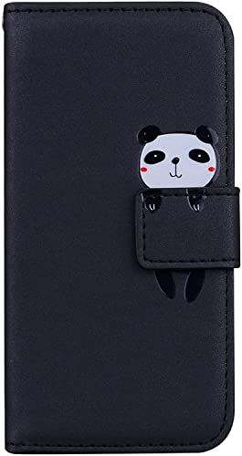 Handyhülle für HuaWei P30 Lite, die Premium PU Leder Wallet Flip Case, Cute Cartoon Animal Cover Magnetverschluss, Schwarz Panada. von zhiyunb