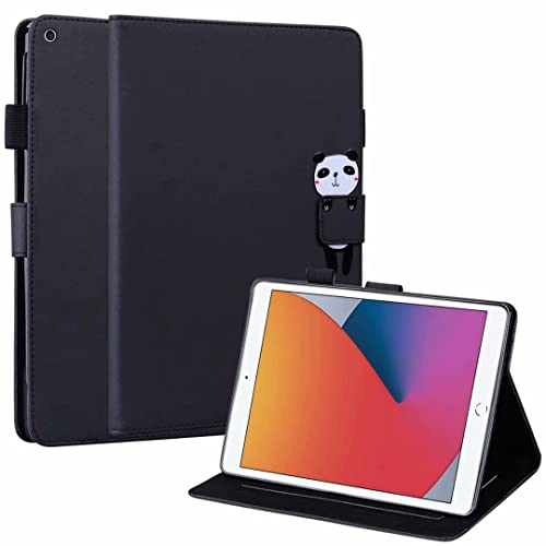 Hülle für Apple iPad 10.2 (2019), Premium Cute Cartoon PU Leder Flip Case mit Smart Cover Magnetisch Ständer Unterstützung Stifthalter Kartenfächer für iPad 7th Generation 10.2 Zoll, Schwarz von zhiyunb