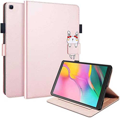 Hülle für Samsung Galaxy Tab A 10.1 (2019), Premium Cute Cartoon PU Leder Flip Case mit Smart Cover Magnetisch Ständer Unterstützung Stifthalter Kartenfächer für Tablet SM-T510/T515 Rosa von zhiyunb