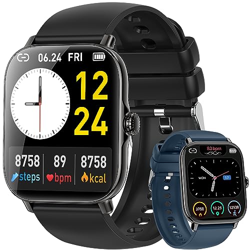 zhizhi Smartwatch Damen Herren Fitnessuhr Armbanduhr Bluetooth Anrufe mit Pulsmesser Herzfrequenz blutdruckmessung Schrittzähler IPX8 Wasserdicht 20 Sportmodi Aktivitätstracker Sportuhr für Android von zhizhi