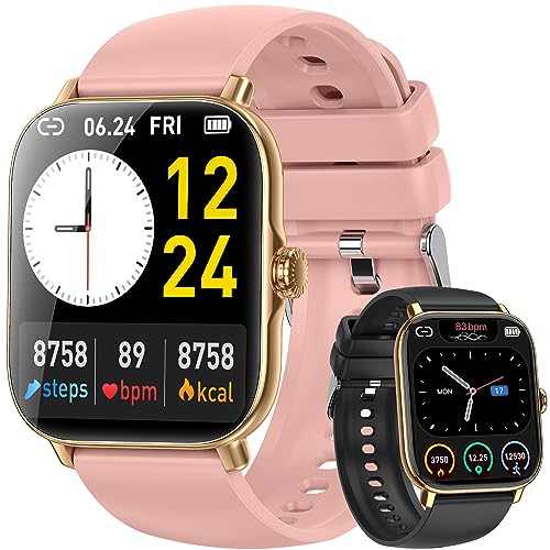 zhizhi Smartwatch Damen Herren Fitnessuhr Armbanduhr Bluetooth Anrufe mit Pulsmesser Herzfrequenz blutdruckmessung Schrittzähler IPX8 Wasserdicht 20 Sportmodi Aktivitätstracker Sportuhr für Android von zhizhi