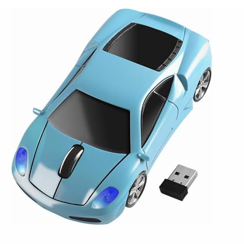 zinici Kabellose Maus, Auto-Maus für Computer, kabellose 2,4 GHz optische Maus, Auto-Computermaus, blaue Maus, coole Auto-geformte Maus für Laptop, PC, Mac (Y-Sky Blue) von zinici