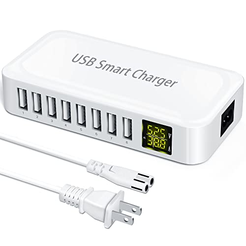 Ziwodiv USB Ladestation, 8-Port USB Ladegerät Mehrfach mit LCD Display, Multi Ladestation Mehrere Geräte USB Ladegerät für iPhone 15 14 13 Pro/Max, iPad, Samsung Galaxy S24/S23/S22, Pixel von ziwodiv