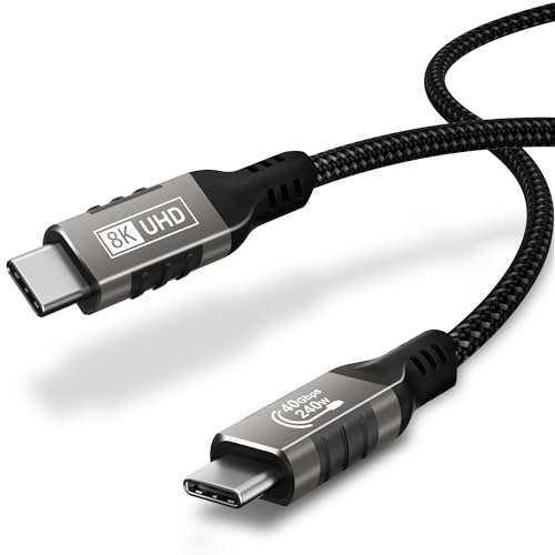 ziwodiv USB4 Kabel mit Thunderbolt 4 Kabel 1M, 40Gbps Datenkabel, PD3.1 240W Ladekabel, 8K@60Hz 4K@144Hz HDR Videokabel, für iPhone 16/15, Macbook, iPad Pro, Dock, SSD, Display, Laptops, Hub von ziwodiv