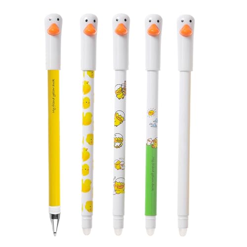 zjhukfmc Feine Spitze Ausradierbare Stifte,0,5 mm Entenform Radierbare Schreibgeräte | Schmutzfeste Niedliche Schreibgeräte Für Schule, Journaling, Büro & Zeichnen Mit Ruckelfreiem Schreibfluss von zjhukfmc