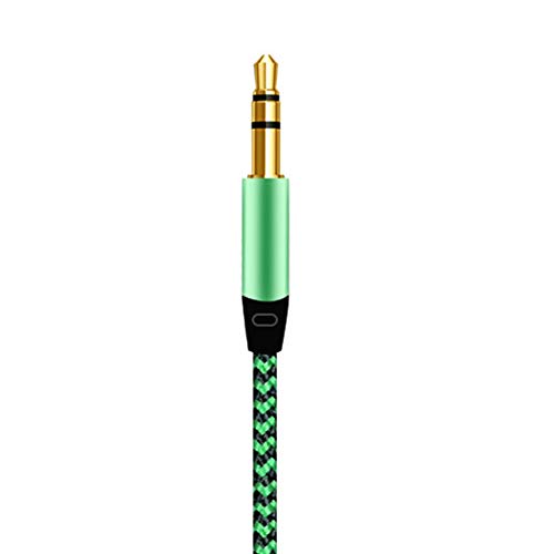 zmigrapddn Buntes geflochtenes Metalldraht 3,5 mm Stecker auf Stecker AUX Autoradio Audio-Recording Kabel für Handy grün von zmigrapddn