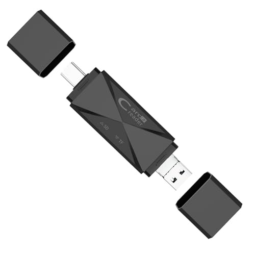 zoerbufan SD Kartenleser mit USB/USB C/Micro USB DREI stecker für Computer/Telefon, für SD/MMC/Micro SD/TF/SDXC/SDHC/Micro SDHC SDXC, Kartenlesegerät OTG Adapter für Windows/Mac OS/Android (Schwarz) von zoerbufan