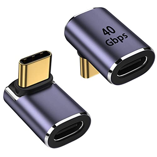 zoerbufan USB C 90 Grad Adapter, USB-C-Stecker auf USB-C-Buchse-Adapter, USB Typ C Thunderbolt 4/3 40 Gbit/s 100W Ladegerät & 8K Video für MacBok Pro/Air, Galaxy S21 S20, Pixel 4 3 XL, Pad Pro von zoerbufan