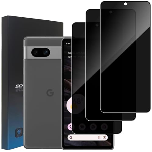 3 Stück Sichtschutzfolie für Google Pixel 7A 6.1", 9H Härte Anti Spy Sichtschutz Schutzfolie Gehärtetes Glas Blickschutzfolie Displayschutzfolie für Google Pixel 7A [Blasenfrei, Scratch Resistant] von zonyee