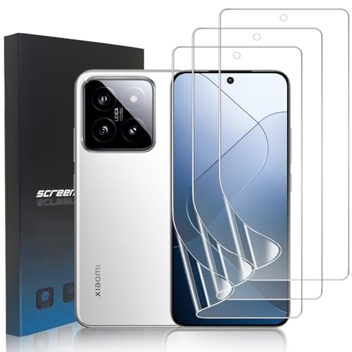 zonyee 3 Pack Displayschutzfolie für Xiaomi 14, [Nicht Glas] Klar HD Weich Hydrogel Folie TPU Schutzfolie für Xiaomi 14 5G 6.36" - Kratzfest, Anti-Öl, Anti-Blasen von zonyee