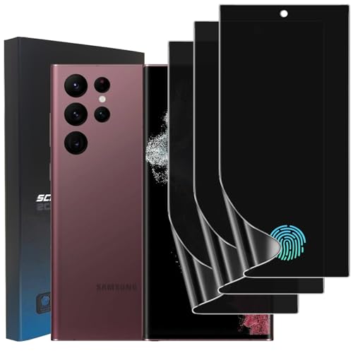 zonyee 3 Stück Privacy Sichtschutz Schutzfolie für Samsung Galaxy S22 Ultra (6,8 Zoll), TPU Privacy Folie Displayschutzfolie für Galaxy S22 Ultra [Fingerabdrucksensor Kompatible] von zonyee