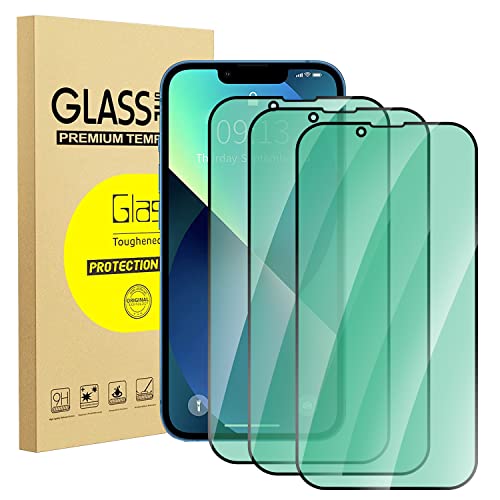 zonyee 3 Stück Schutzfolie Kompatibel mit iPhone 13 Pro Max 6,7 Zoll, HD Anti-Blaulicht Gehärtetem Glas Displayschutzfolie Grünlicht-Augenschutz 9H Härte Full Screen Folie von zonyee