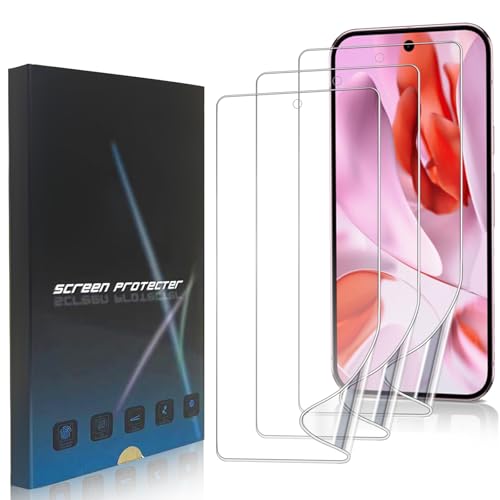 zonyee 3 Stück Schutzfolie für Google Pixel 9 Pro XL, [Nicht Glas] TPU Displayschutzfolie Google Pixel 9 Pro XL-6.8", Anti-Bläschen Klar HD Weich Hydrogel Folie, Fingerabdruck-ID Unterstützen von zonyee