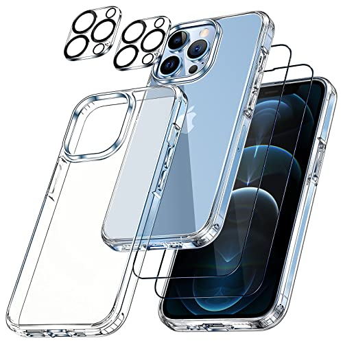 zonyee [5 in 1] Hülle mit Schutzfolie für iPhone 12 6.1'', mit 1 Ultra Dünn Handyhülle + 2 Stück Displayschutz + 2 Stück Kameraschutz, Case Rundumschutz für iPhone 12 [Stoßfest und Anti-Vergilbung] von zonyee