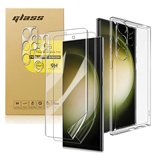zonyee [5 in 1] Klar Hülle für Samsung Galaxy S22 Ultra, 2 Stück HD TPU Folie Schutzfolie [Nicht-Glas] + 2 Stück Kamera Schutzglas [Hohe Transparenz] [Fingerabdrucksensor Kompatible] von zonyee