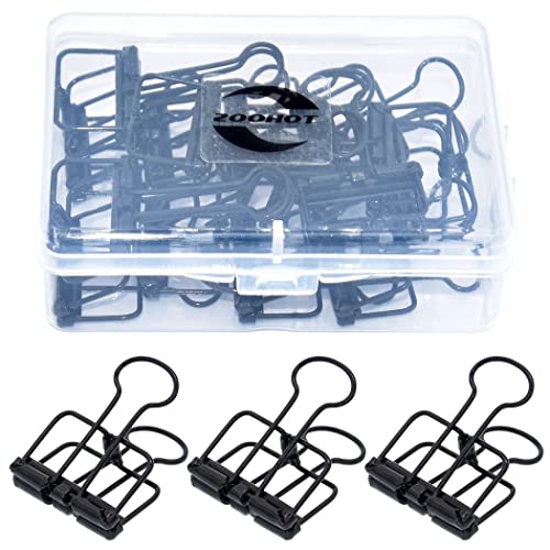 Binder Clips Premium Drahtklammern schwarz 2,4 cm Hohlbüroklammern - 15 Stück von zoohot