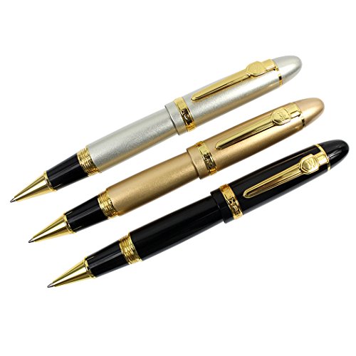 Zoohot Jinhao 159 Tintenroller mit flüssiger Tinte Goldverzierung Schwerer Stift 3 Stück in 3 Farben(0,7 mm) von zoohot