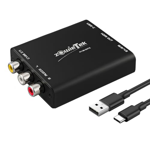 zowietek av V/RCA/CVBS zu HDMI-Konverter, keine Latenz für Spiele, Plug & Play, Aluminium tropfenbeständig, 4:3/16:9 Schalter, Typ-C-Strom, kompatibel mit Wii, N64, PS, Xbox, SNES, DVD, VHS, VHS, VCR zowietek av V/RCA/CVBS zu HDMI-Konverter, keine Latenz für Spiele, Plug & Play, Aluminium tropfenbeständig, 4:3/16:9 Schalter, Typ-C-Strom, kompatibel mit Wii, N64, PS, Xbox, SNES, DVD, VHS, VHS, VCR von zowietek