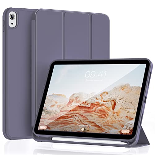 ZOYU Hülle für iPad (A16) 11. / 10. Generation 2025/2022,10,9 Zoll mit Stifthalter, weiche TPU stoßfeste Rückschale, Trifold Ständer Schlanke Hülle für iPad 11/10, Auto Wachen/Schlafen, Lila von zoyu
