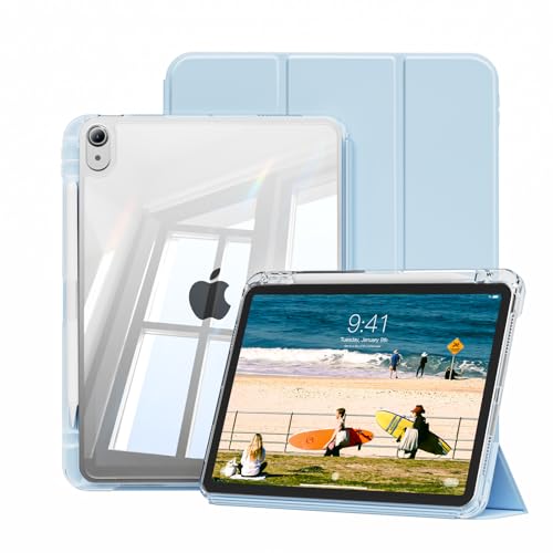ZOYU Hülle für iPad Air 11 Zoll M3/M2 (2025 2024), iPad Air 5 4 (2022/2020 5./4. 10,9 Zoll), 2-in-1 Abnehmbare Abdeckung mit Schiebeschublade, Weiche Seiten und Transparente Harte Rückseite, Hellblau von zoyu