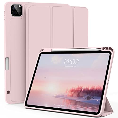 ZOYU Hülle für iPad Pro 11 Zoll 4. / 3. / 2. Generation 2022/2021/2020 mit Stifthalter, Weiche TPU-Rückseite, Schlanke Stoßfeste Schutzhülle für iPad Pro 11 Zoll, Auto Wachen/Schlafen, Rosa von zoyu
