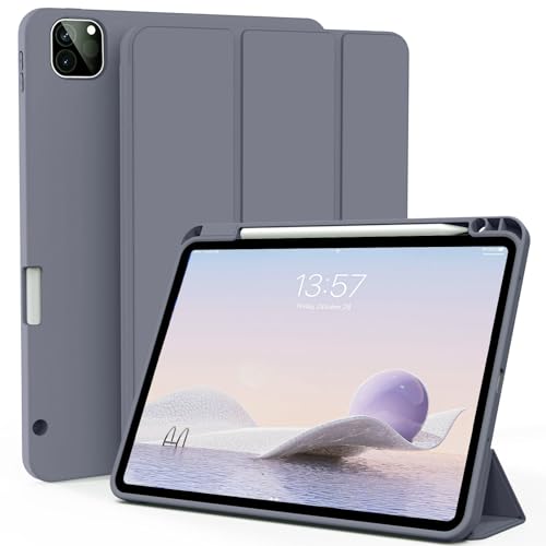 ZOYU Hülle für iPad Pro 12,9 Zoll 6./5./4 Generation 2022/2021/2020 mit Stifthalter, einfache weiche TPU-Rückseite, Auto Schlafen/Wecken für iPad 12,9 Zoll Hülle, Lila von zoyu