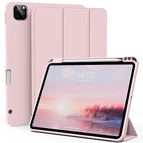 ZOYU Hülle für iPad Pro 12,9 Zoll 6./5./4 Generation 2022/2021/2020 mit Stifthalter, einfache weiche TPU-Rückseite, Auto Schlafen/Wecken für iPad 12,9 Zoll Hülle, Rosa von zoyu