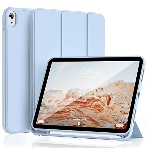 ZOYU Hülle für iPad (A16) 11. / 10. Generation 2025/2022,10,9 Zoll mit Stifthalter, weiche TPU stoßfeste Rückschale, Trifold Ständer Schlanke Hülle für iPad 11/10, Auto Wachen/Schlafen,Himmelblau von zoyu