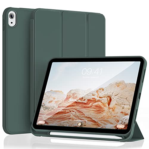 ZOYU Hülle für iPad (A16) 11. / 10. Generation 2025/2022,10,9 Zoll mit Stifthalter, weiche TPU stoßfeste Rückschale, Trifold Ständer Schlanke Hülle für iPad 11/10, Auto Wachen/Schlafen,Dunkelgrün von zoyu