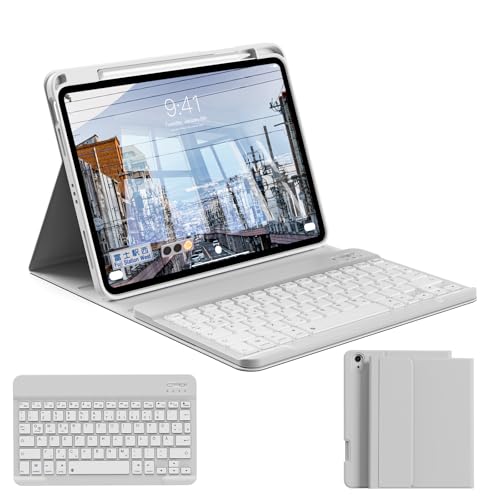 zoyu Hülle mit Tastatur für iPad A16 11/10 Generation (2025/2022, 11/10.9 Zoll), Magnetische Anti-Detach Tastatur Hülle für iPad 11./10. Generation, QWERTZ Layout Keyboard, Grau von zoyu