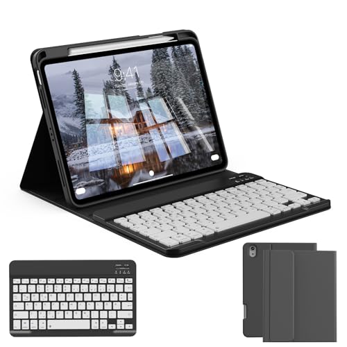zoyu Hülle mit Tastatur für iPad A16 11/10 Generation (2025/2022, 11/10.9 Zoll), Magnetische Anti-Detach Tastatur Hülle für iPad 11./10. Generation, QWERTZ Layout Keyboard, Schwarz von zoyu