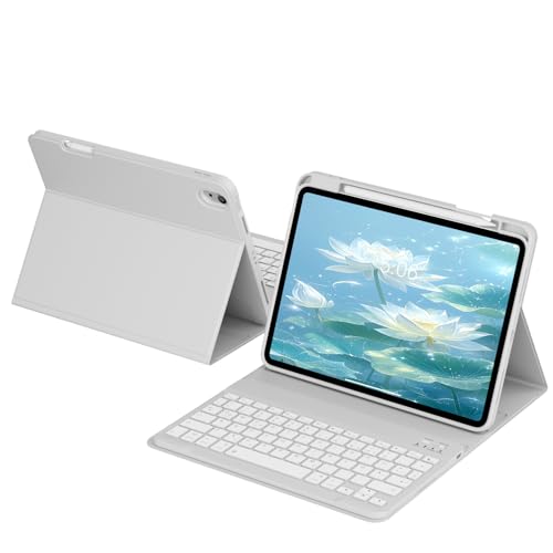 zoyu Tastatur hülle für iPad (A16) 11. Generation 11 Zoll 2025, iPad 10. Generation 10,9 Zoll 2022 mit Stifthalter, Magnetische Kabellose Abnehmbare Tastatur, Dünn und leicht, Grau von zoyu