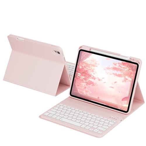 zoyu Tastatur hülle für iPad (A16) 11. Generation 11 Zoll 2025, iPad 10. Generation 10,9 Zoll 2022 mit Stifthalter, Magnetische Kabellose Abnehmbare Tastatur, Dünn und leicht, Rosa von zoyu