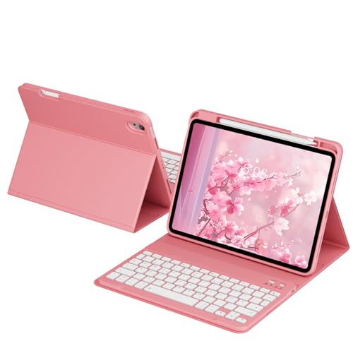 zoyu Tastatur hülle für iPad (A16) 11. Generation 11 Zoll 2025, iPad 10. Generation 10,9 Zoll 2022 mit Stifthalter, Magnetische Kabellose Abnehmbare Tastatur, Dünn und leicht, Wassermelonenrot von zoyu