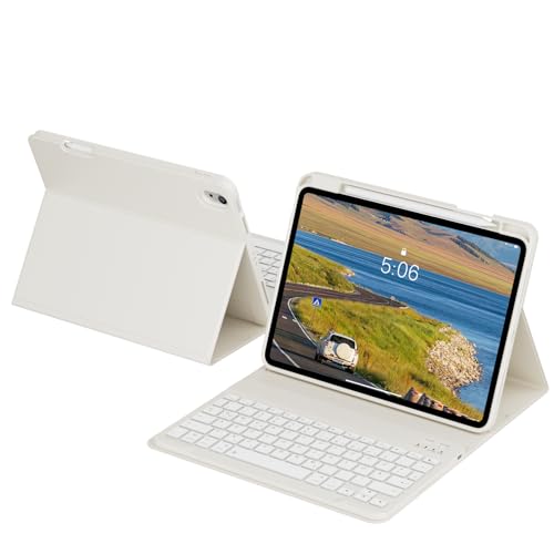 zoyu Tastatur hülle für iPad (A16) 11. Generation 11 Zoll 2025, iPad 10. Generation 10,9 Zoll 2022 mit Stifthalter, Magnetische Kabellose Abnehmbare Tastatur, Dünn und leicht, Weiß von zoyu