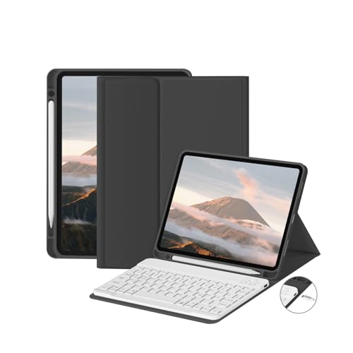 zoyu Tastatur Hülle für iPad Pro 11 Zoll 4./3./2. Generation 2022/2021/2020 mit Stifthalter, Ultra Slim, Verstellbarer Ständer, Abnehmbarer Bluetooth QWERTZ Tastatur für iPad Pro 11 Zoll, Schwarz von zoyu