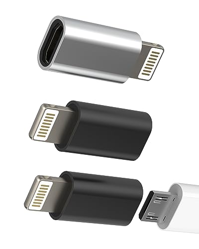 Adapter Micro-USB auf Lightning(3 Stück) Konverter Android Buchse Klinke Kabel iPhone Stecker Stecker Mini Ladegerät Adapter für Apple 14 13 12 11 Pro Max 7 8 Plus X SE Xs iPad Air von zoyuzan