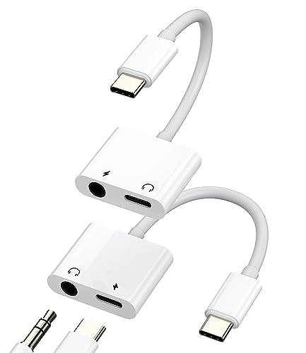 Adapter USB C auf Kopfhörer 3,5 mm Klinke 2 in 1 (2 Stück) Kopfhörer Ladegerät DAC Audio kompatibel für Xiaomi Huawei Redmi Google Samsung S21 Kabel Doppelstecker Splitter Auto AUX von zoyuzan