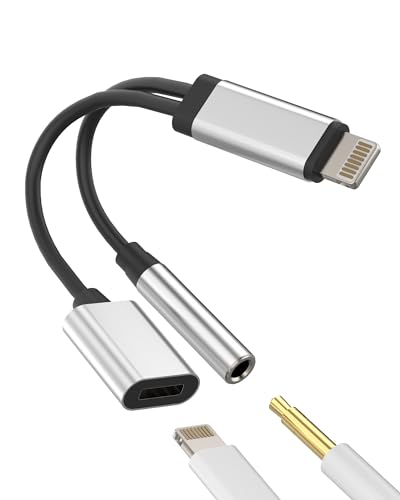 Kopfhörer-Adapter für iPhone (2-in-1) Lightning auf 3,5 mm Klinke Aux-Audio, MFI-zertifiziert, für Apple Stecker, Ladegerät, Autozubehör, Kopfhörer, Verlängerungskabel Splitter 14 13 12 11 Pro Max für von zoyuzan