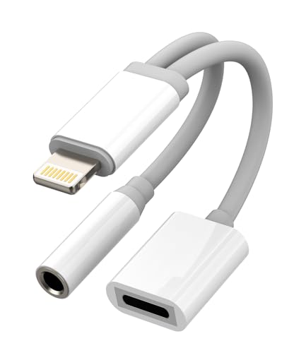 Lightning Adapter(2 in 1)für iPhone 14 AUX Kopfhörer Klinke Kabel 3.5mm Headphone Jack Laden Splitter Auto Audio Cable Konverter Anschluss für iPad Kopfhöreranschluss Ladegerät für Apple MFI Certified von zoyuzan