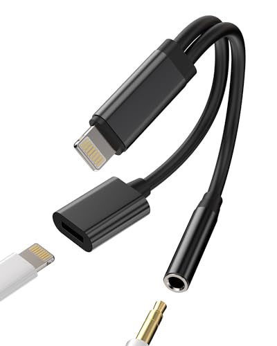 Lightning Adapter für 3,5mm Klinke (2 in 1) Ladegerät Kopfhörer Zubehör für Apple iPhone 14 13 12 11 Pro MAX für iPad Air AUX Auto Kopfhörer Dongle AUX-Kopfhörer Aufladen Adapter von zoyuzan