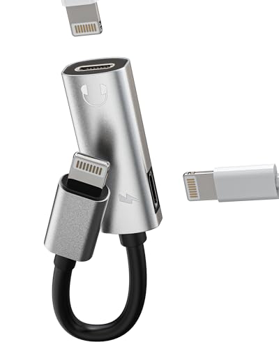 Lightning Doppelstecke Kopfhörer Adapter(2in1)Mit Laden Kabel Klinke Splitter auf Auto AUX Audio für Apple MFI Certified Headphone Charge Verteiler für iPad Konverter für iPhone Handy Kopfhörerstecker von zoyuzan
