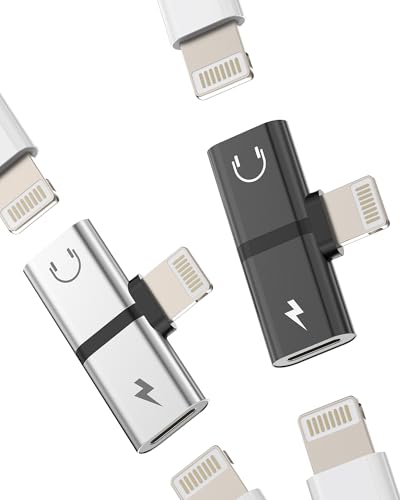 Lightning Doppelstecker auf Kopfhörer Adapter(2 Stück)mit Laden Klinke 2 in 1 Splitter Auto AUX Audio Headphone Charge Handy Ladekabel Verteiler für iPad Konverter für Apple iPhone 14 13 12 11 Pro Max von zoyuzan