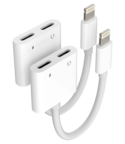 Lightning Kopfhörer Klinke Adapter(2 Stück) für Apple Laden Kabel Splitter 2 in 1 Auto Audio AUX Doppelstecker Mit Charge Headphone Verteiler Zu Handy für iPad Konverter für iPhone 14 13 12 11 Pro Max von zoyuzan