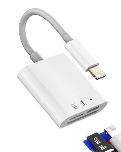 Lightning SD Kartenleser Adapter(3in1)micro SD Card Reader für Apple MFI Certified Digitalkamera Karte Anschluss für iPhone 14 13 Pro Handy für iPad TF Speicherkarte Kartenlesegerät übertragen Bilder von zoyuzan