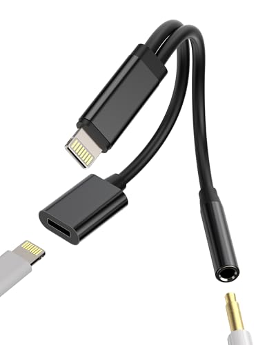 Lightning auf 3.5mm Kopfhörer Audio Klinke Splitter(2in1)Laden Kabel Adapter Auto AUX Headphone Jack Klinkenstecker Ladegerät Konverter für Apple MFI Certified für iPad aufladen Anschluss für iPhone14 von zoyuzan